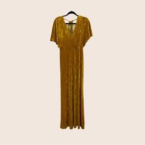 BCBG Yellow Velvet Maxi Dress Open Back
